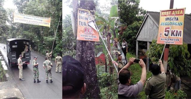 Wonosobo Jawa Tengah,Satpol PP Turunkan Paksa Spanduk Liar 41 penertibab pamlet1