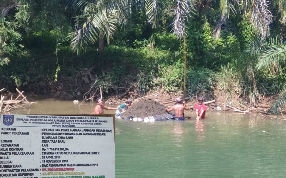 Proyek Irigasi Air Lais Desa Taba Baru Terindikasi Korupsi