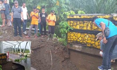 Jembatan di Desa Taba Tembilang Amblas, Pengendara Dihimbau Waspada