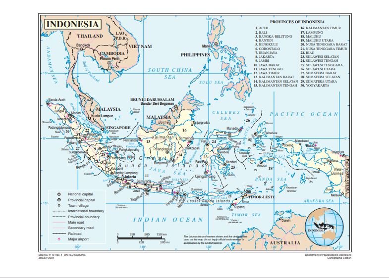 Indonesia. Based on UN Map No. 4110, Rev. 4 - PDF,  January 2004. 